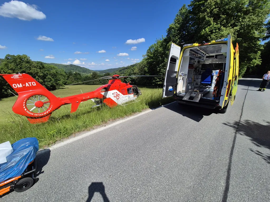 Nehoda motorkáře u Petrovic