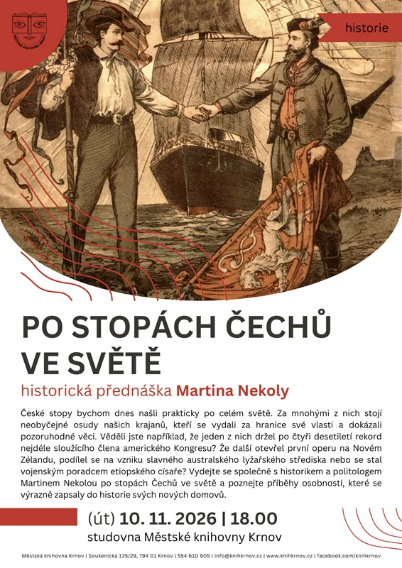 Plakát: Po stopách Čechů ve světě - historická přednáška Martina Nekoly